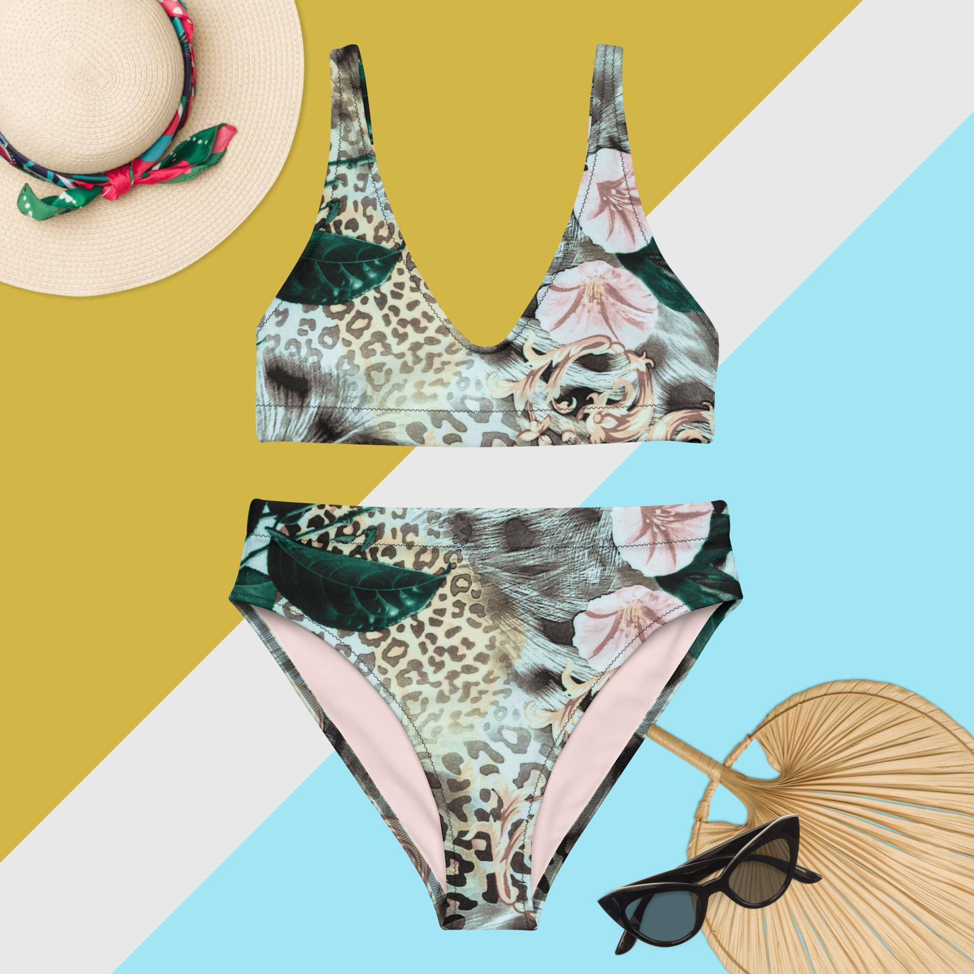Rainforest print high-waisted bikini