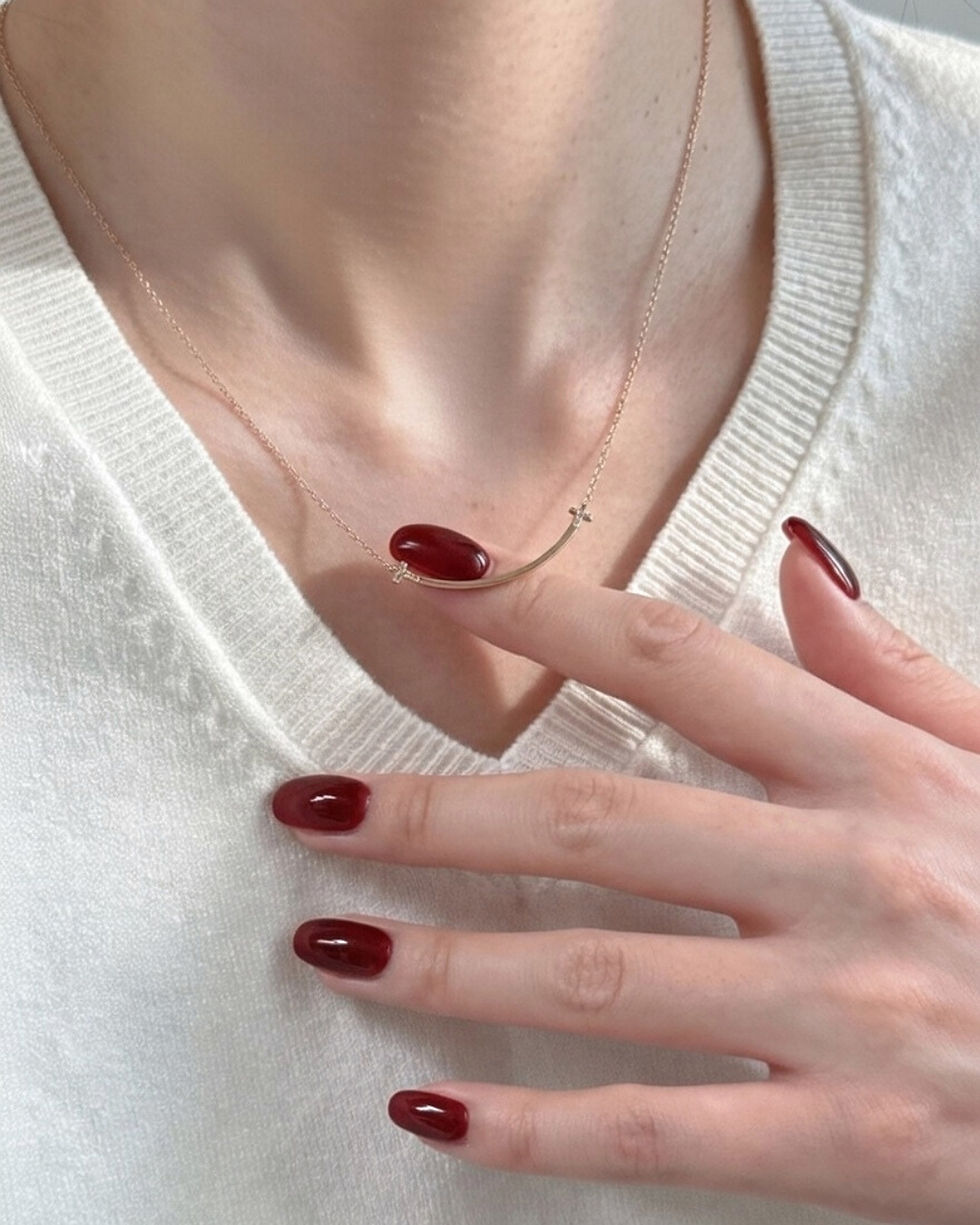 섬네일: Smile Small Pendant. in with LAB Diamond
