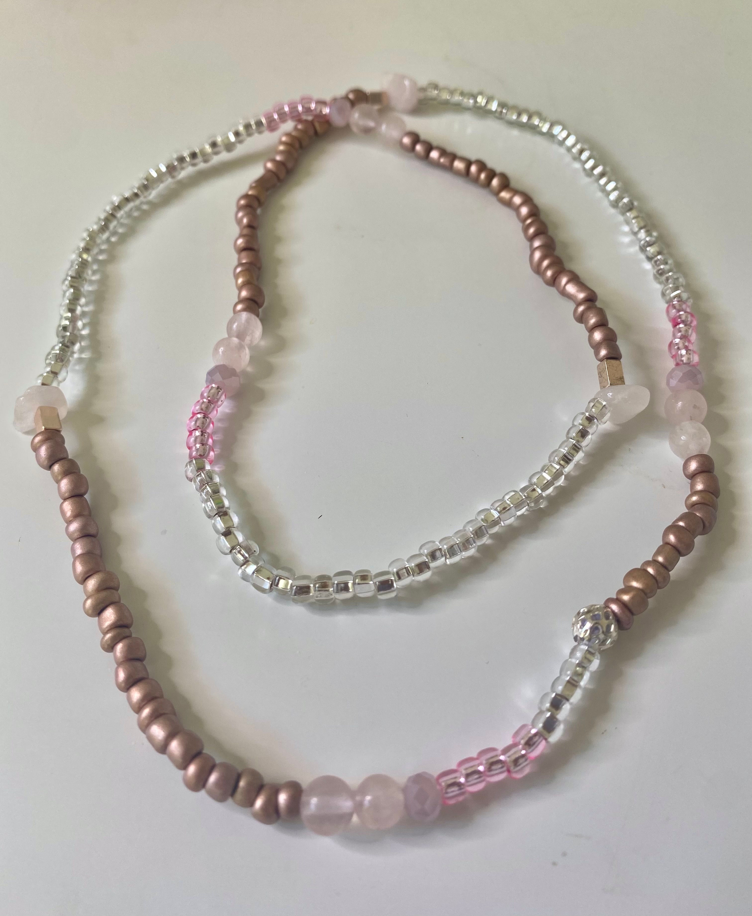 Waist Beads- Rose Quartz- Pink