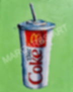 oil painting of McDonals diet coke cup in thick textured impasto painting, art print, coca cola, original oil painting, vibra
