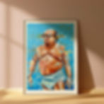 Bold, textured painting of TV show characters Humorous wall art print of iconic TV scenes