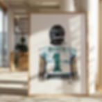 Watercolor painting of a football player, jalen hurts, from behind of jersey. Unique sports art print, philly art, sports