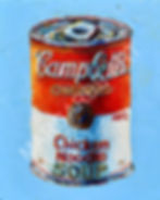 Pop art Campbell's soup can painting" "Bold kitchen wall decor prints"
