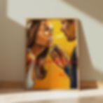 Bold digital oil painting of vintage cigarette ad featuring a man blowing smoke towards a woman's face with warm tones, sale