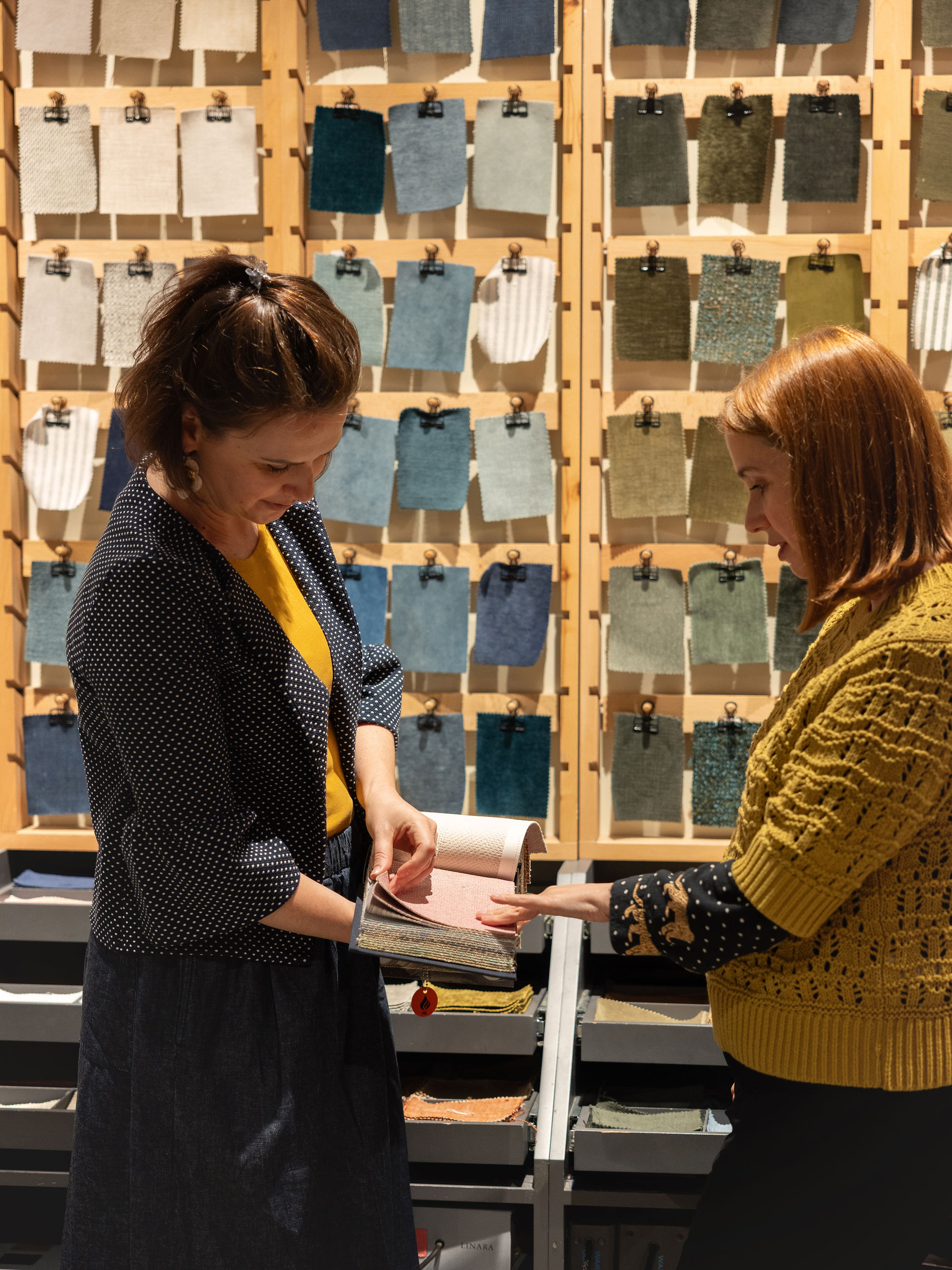 Talking craft and comfort on the showroom floor, assessing fabrics