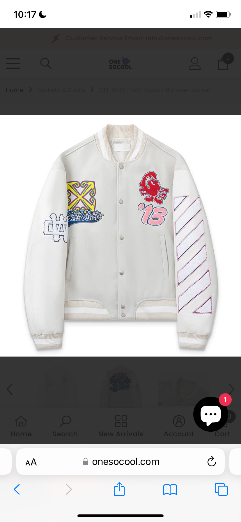 OFF WHITE WO Varsity Bomber Jacket