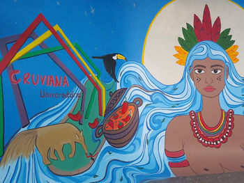 Coletivo de arte retoma atividades com pintura de mural em homenagem à cultura indígena de Roraima