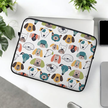 Laptop Hülle "Lustige Hundeköpfe"