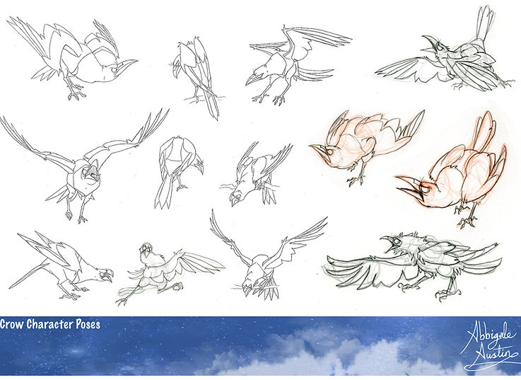 crow character postures
