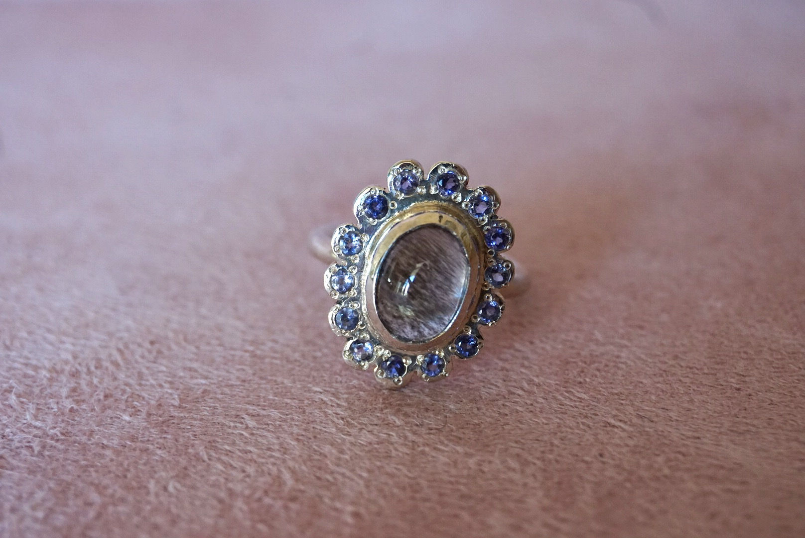 Moss aquamarine flower ring