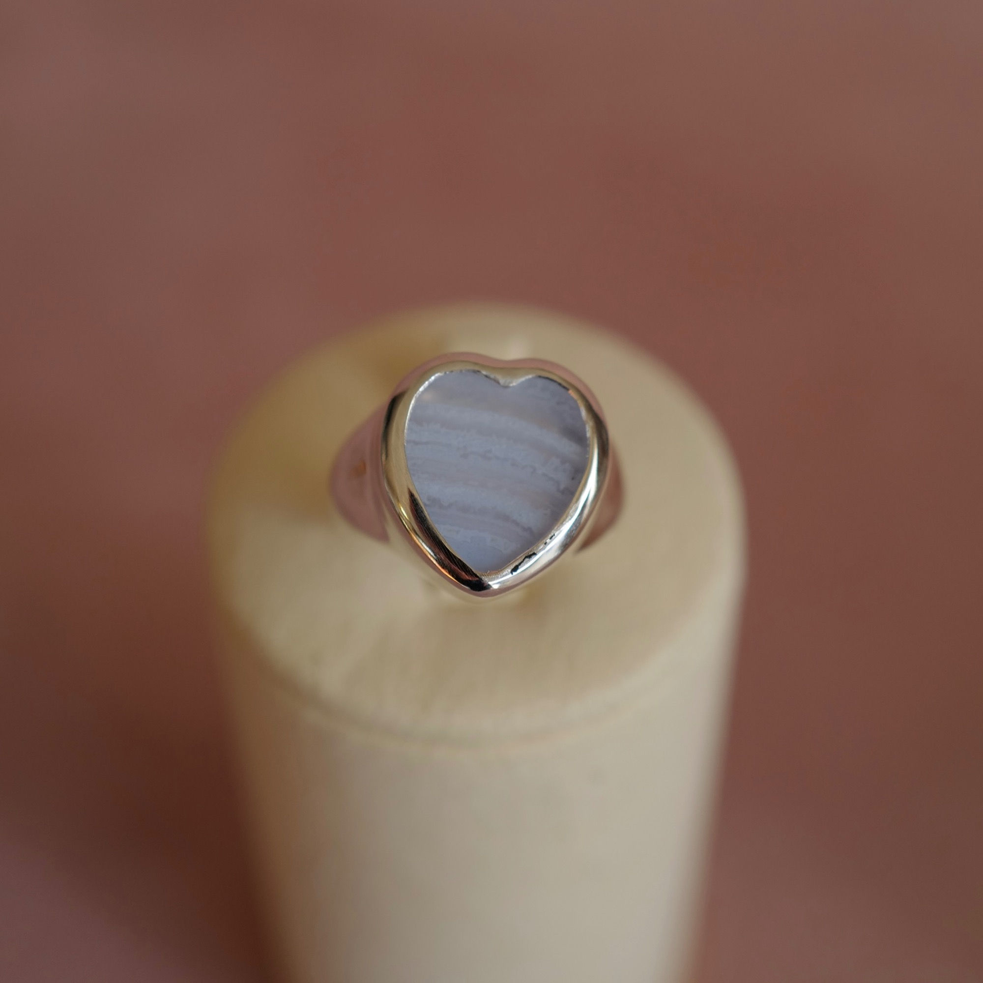 Gem Heart ring- Blue lace