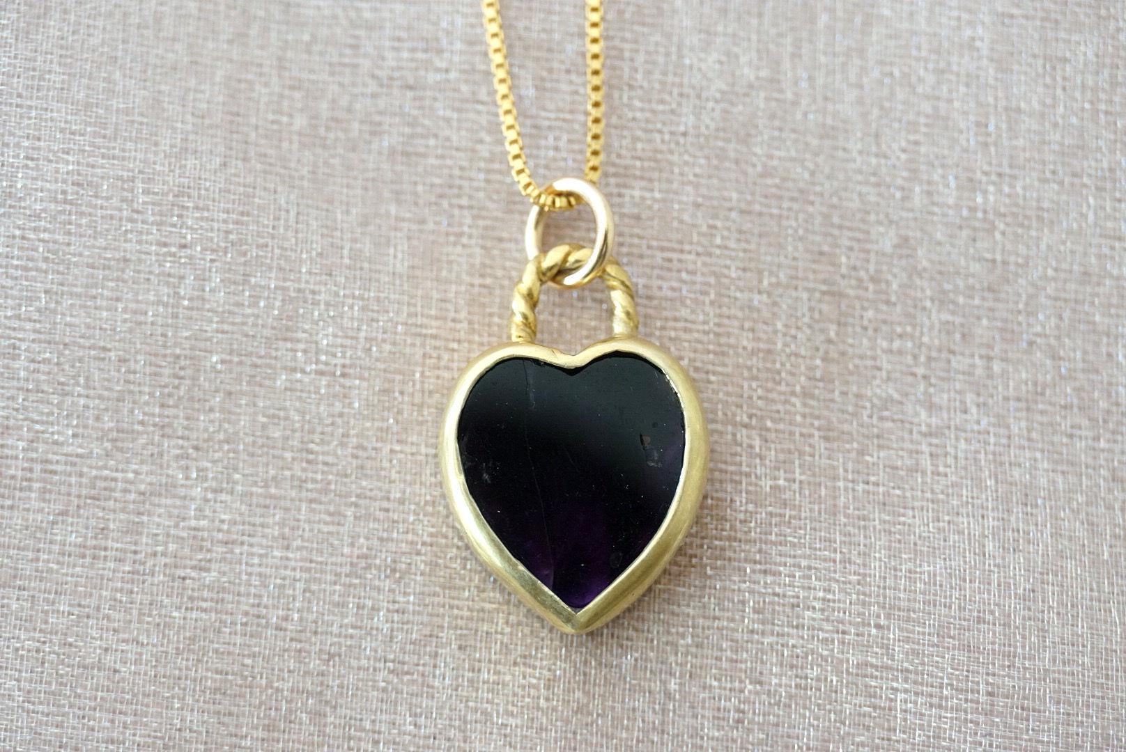 Gem heart necklace -Amethyst