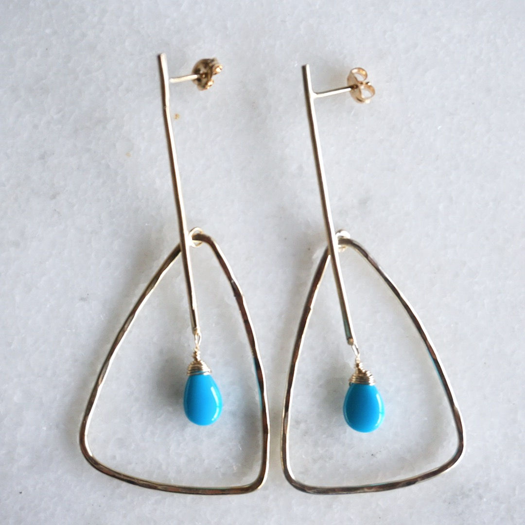 Turquoise big triangle swing earring