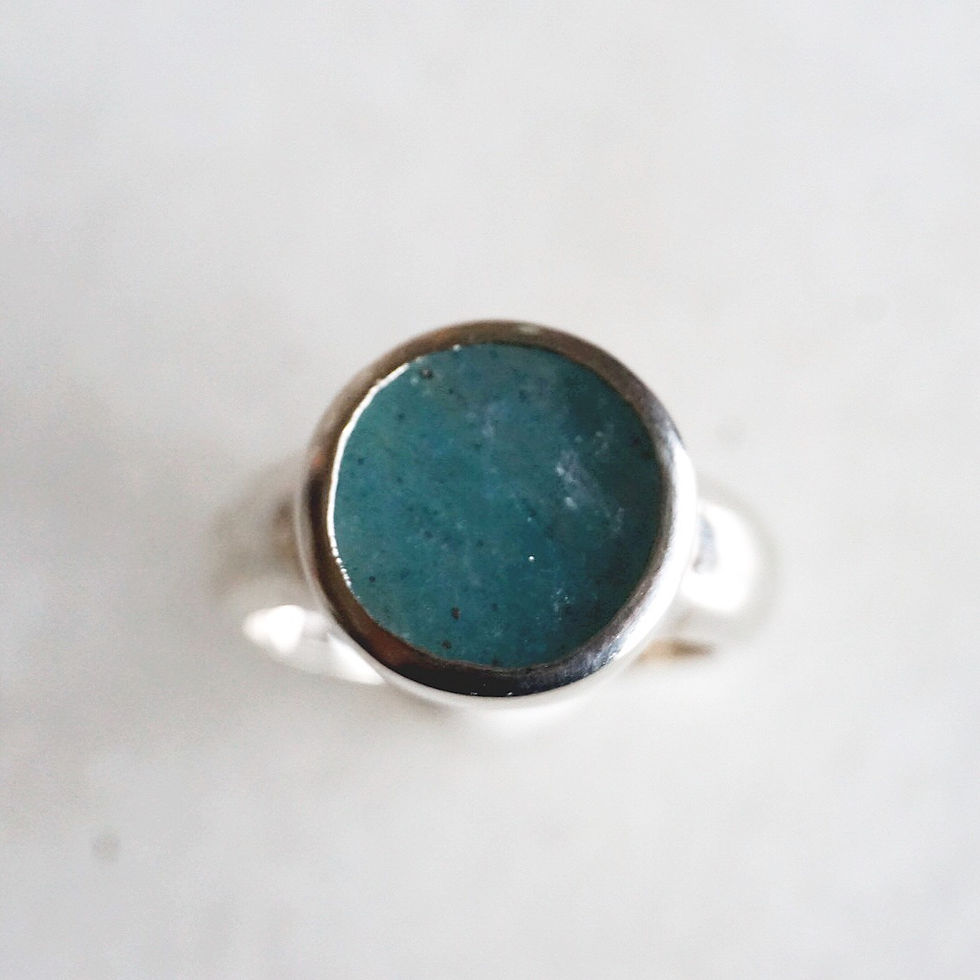 SILVER ROUND GEM RING- blue quartz