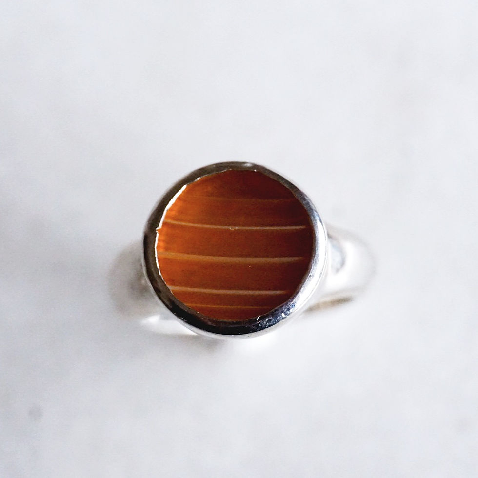 SILVER ROUND GEM RING- yellow agate