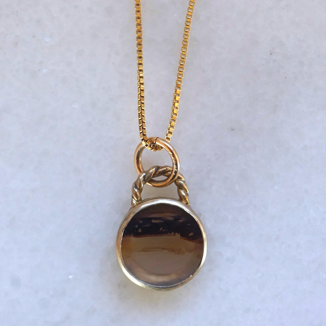 Gem circle necklace -Picture agate