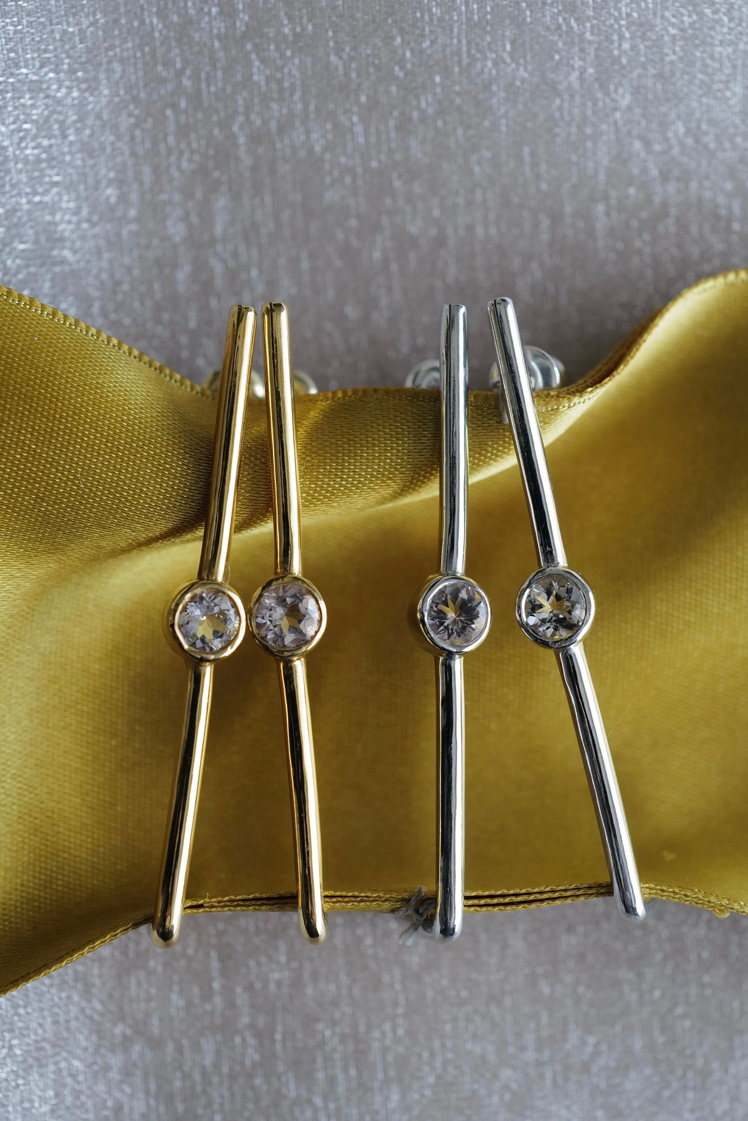 Morganite square hoop earrings