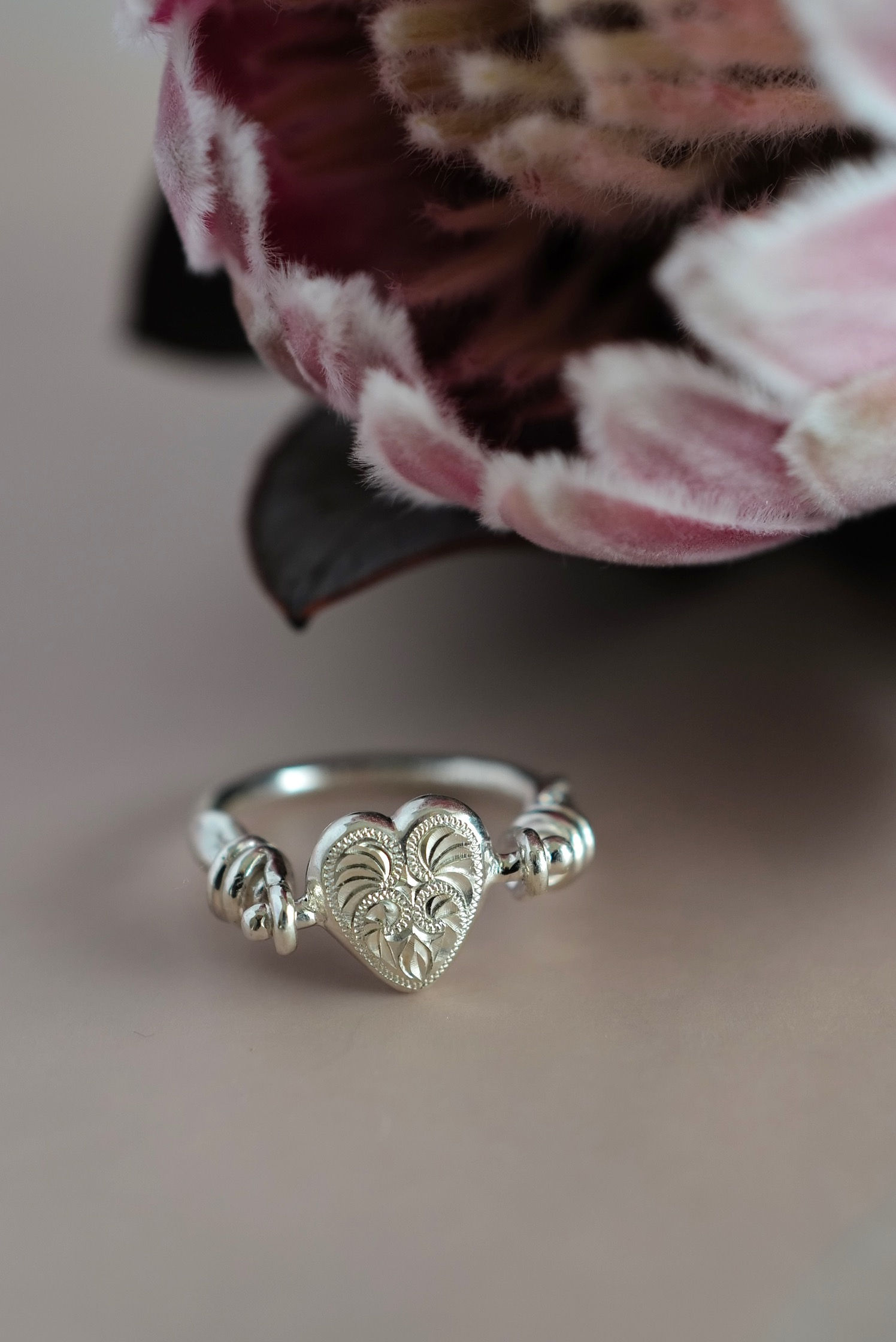 Engraved heart ring