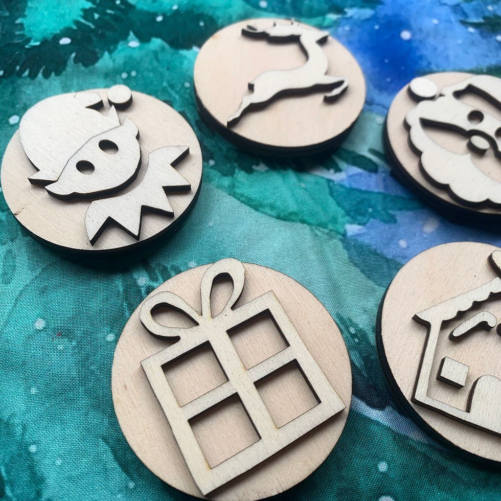 Christmas wooden play dough stamps