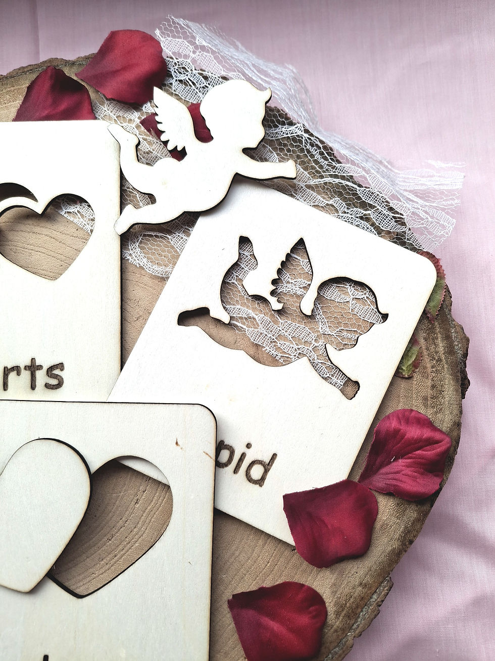 Thumbnail: Wooden valentines day art stencils