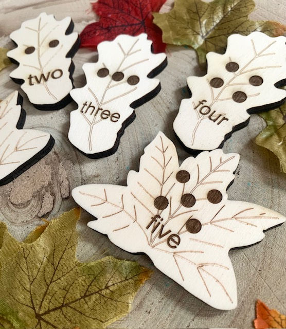 wooden number leaves