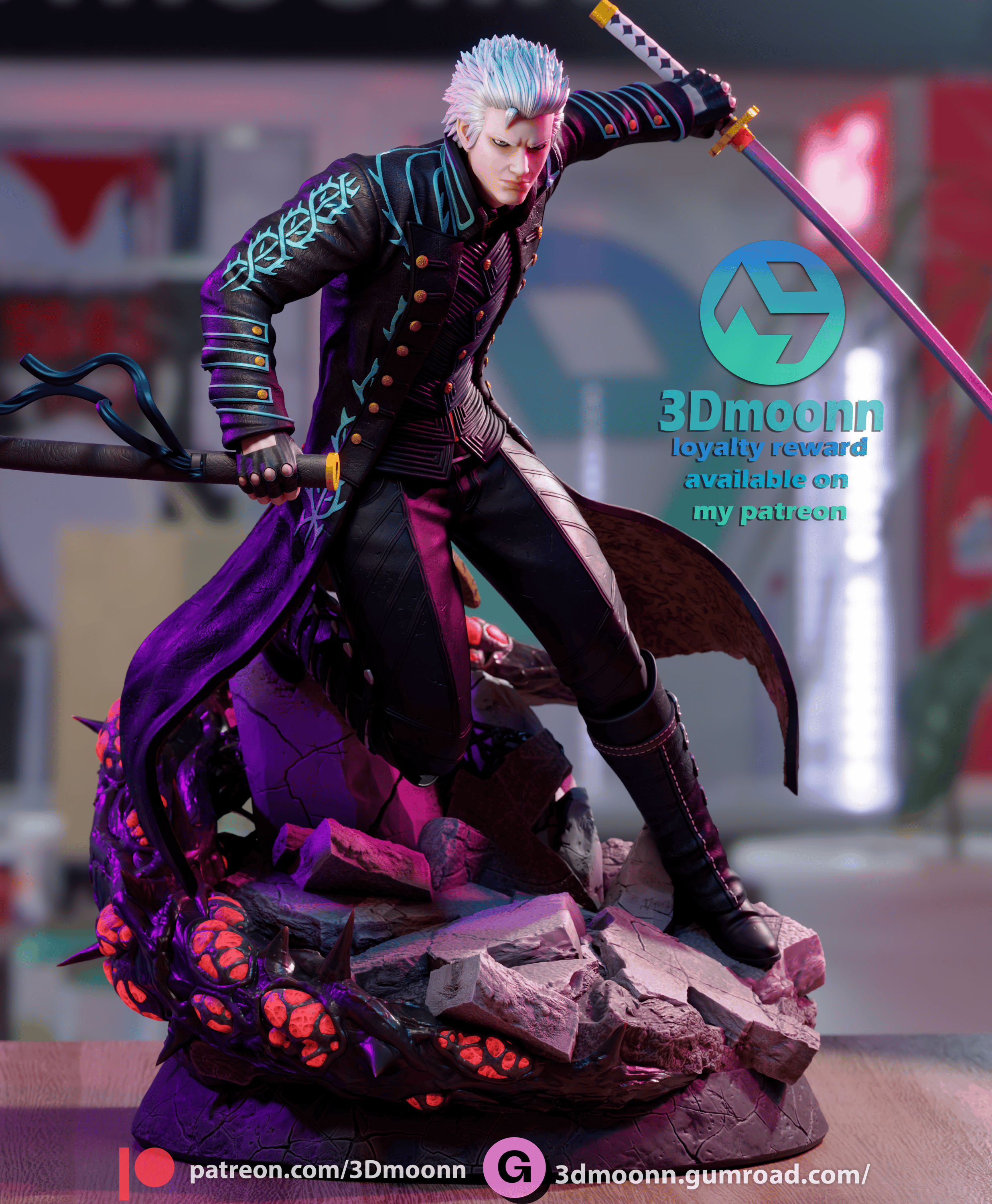 Vergil, Devil May Cry 5, 1/4-1/24, Unbemalt, 3D-Druck, Figur