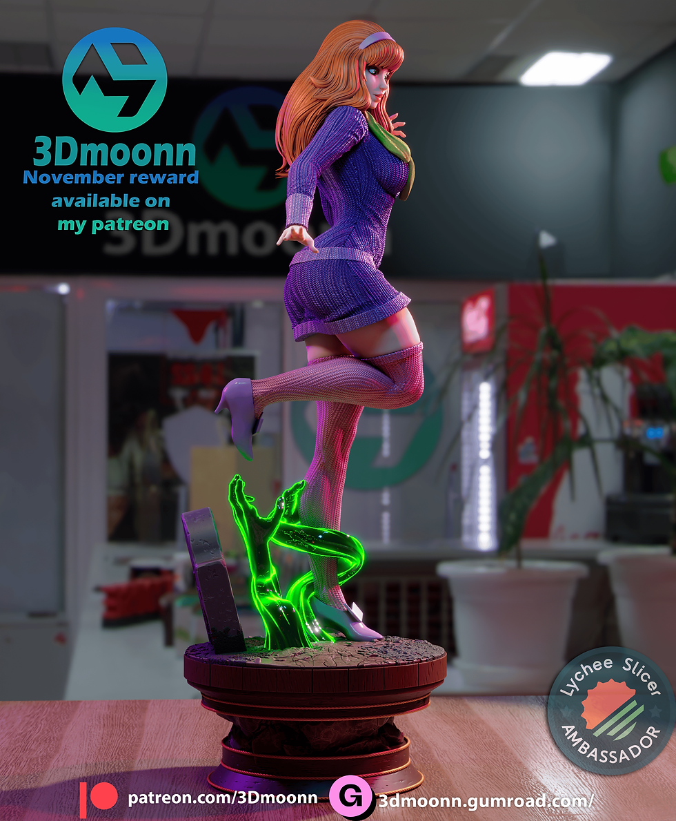 Miniaturbild: Daphne, Scooby Doo, 1/4-1/24, Unbemalt, 3D-Druck, Figur, Statue, 3Dmoonn