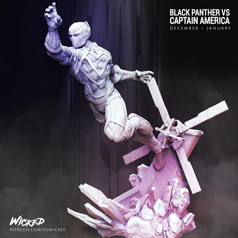 Miniaturbild: Black Panther, Marvel, 1/4-1/24, Sculpture, Figur, Unbemalt, 3D-Druck, Wick