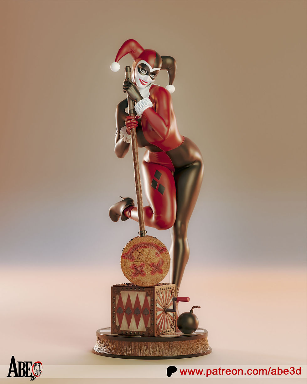 Miniaturbild: HARLEY QUINN, DC COMICS, 1/4-1/24, FIGUR, UNBEMALT, 3D-DRUCK, STATUE, ABE3D, MFW