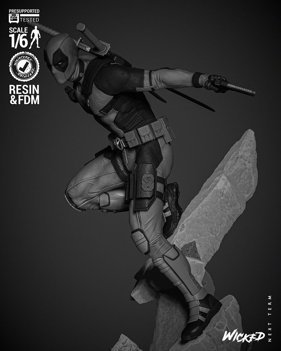 Miniaturbild: Deadpool, Marvel, 1/4-1/24, Sculpture, Figur, Unbemalt, 3D-Druck, Wic