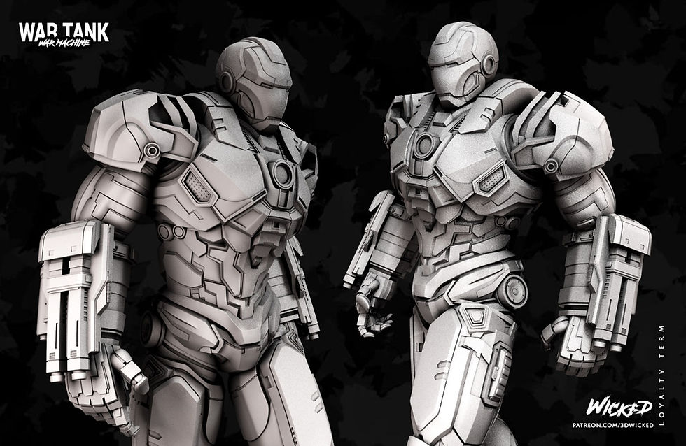 War Machine, Marvel, 1/4-1/24, Sculpture, Figur, Unbemalt, 3D-