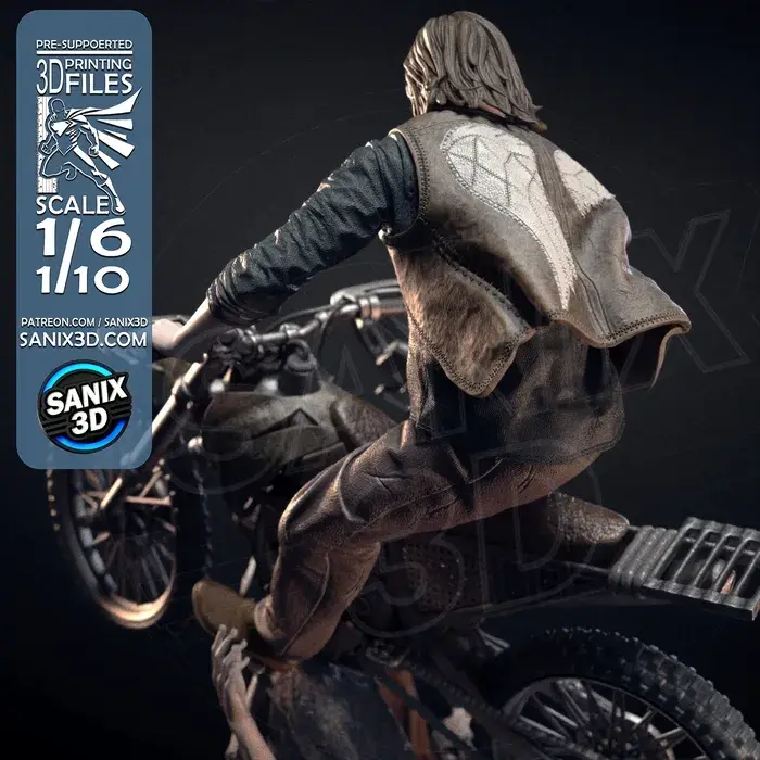 Miniaturbild: Daryl, The Walking Dead, 1/4-1/24, Figur, Unbemalt, 3D-Druck, Statue