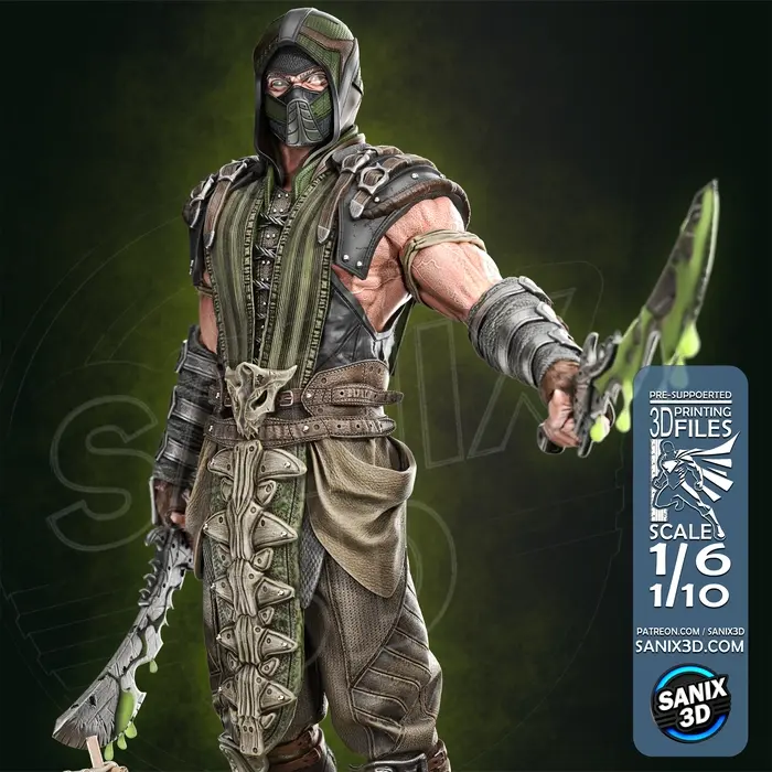 Miniaturbild: Reptile, Mortam Kombat, 1/4-1/24, Figur, Unbemalt, 3D-Druck, Statue, Sanix3D