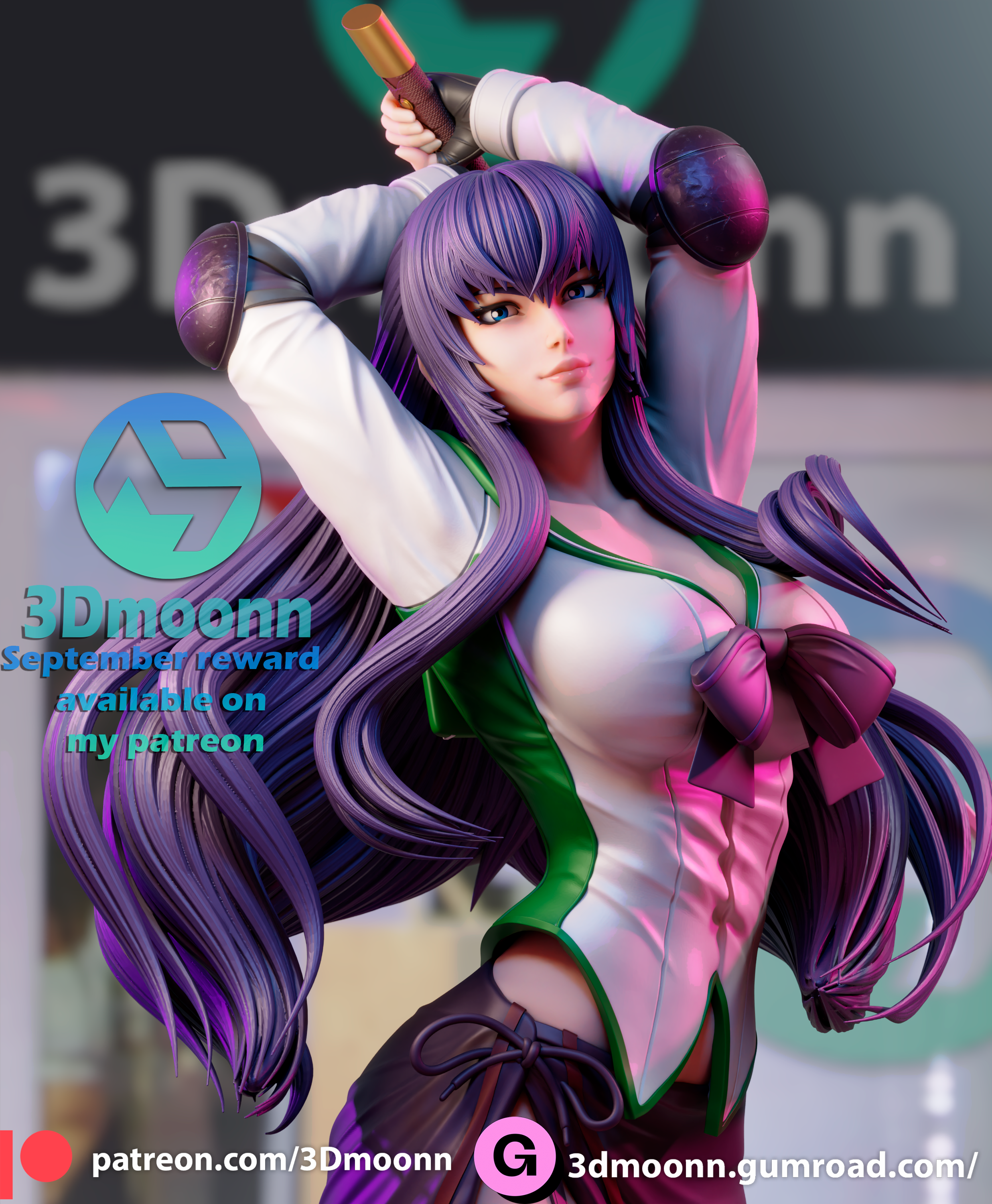 SAEKO, ANIME, 1/4-1/24, FIGUR, FAN ART, 3D-DRUCK, STATUE, 3DMOONN, MFW