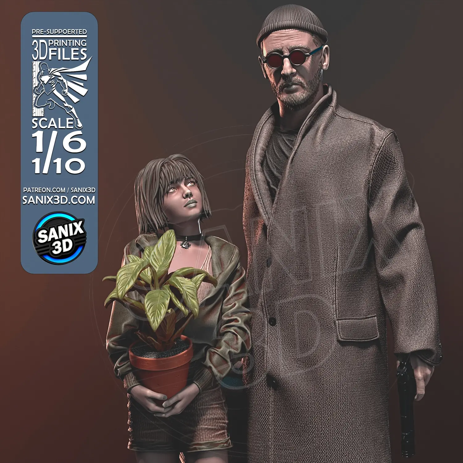 Leon, The Professional, 1/4-1/24, Figur, Unbemalt, 3D-Druck, Statue, Sanix3D