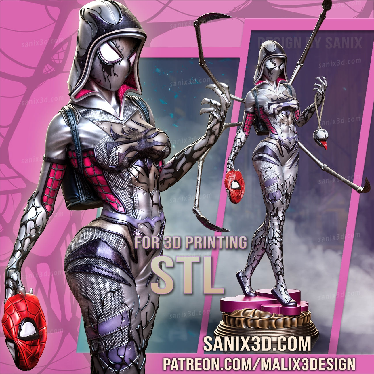 GWENOM, MARVEL, 1/4-1/24, FIGUR, FAN ART, 3D-DRUCK, STATUE, SANIX3D, MFW