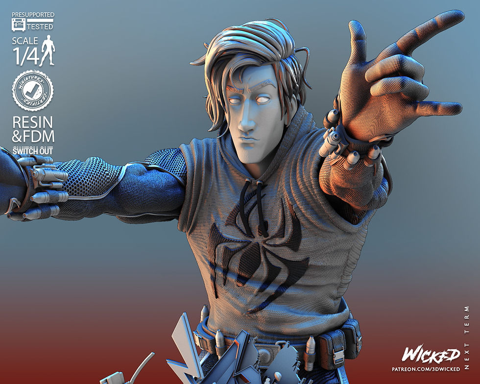 Miniaturbild: SCARLET SPIDER, BUST, 70-200mm, FIGUR, FAN ART, 3D-DRUCK, STATUE, WICKED, MF
