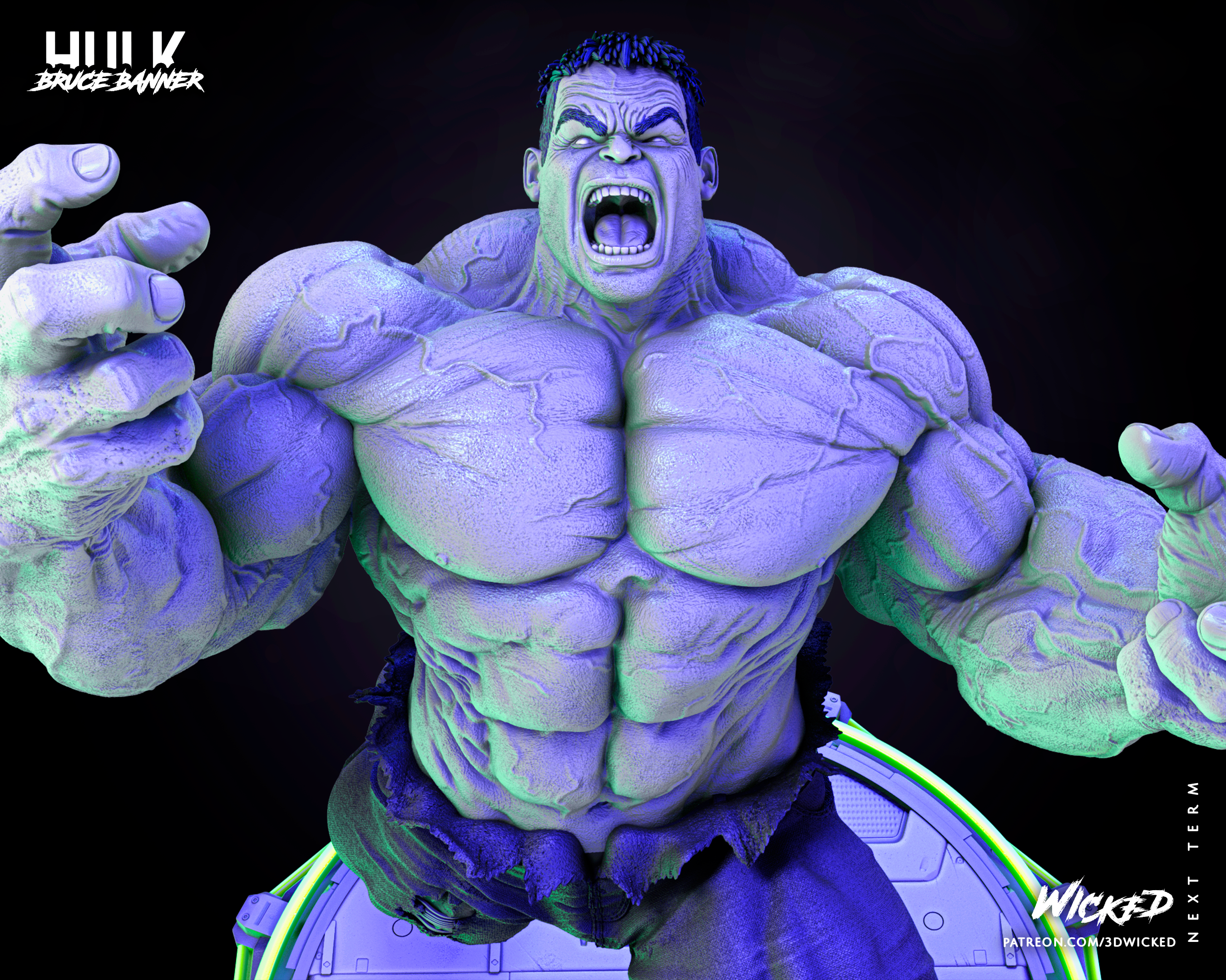 HULK, MARVEL, 1/4-1/24, FIGUR, 3D-DRUCK, STATUE, WICKED, MFW