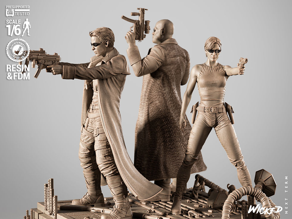Miniaturbild: Matrix, Diorama (Neo, Trinity, Morpheus), 1/4-1/24, Figur, Unbemalt, 3D-Druck