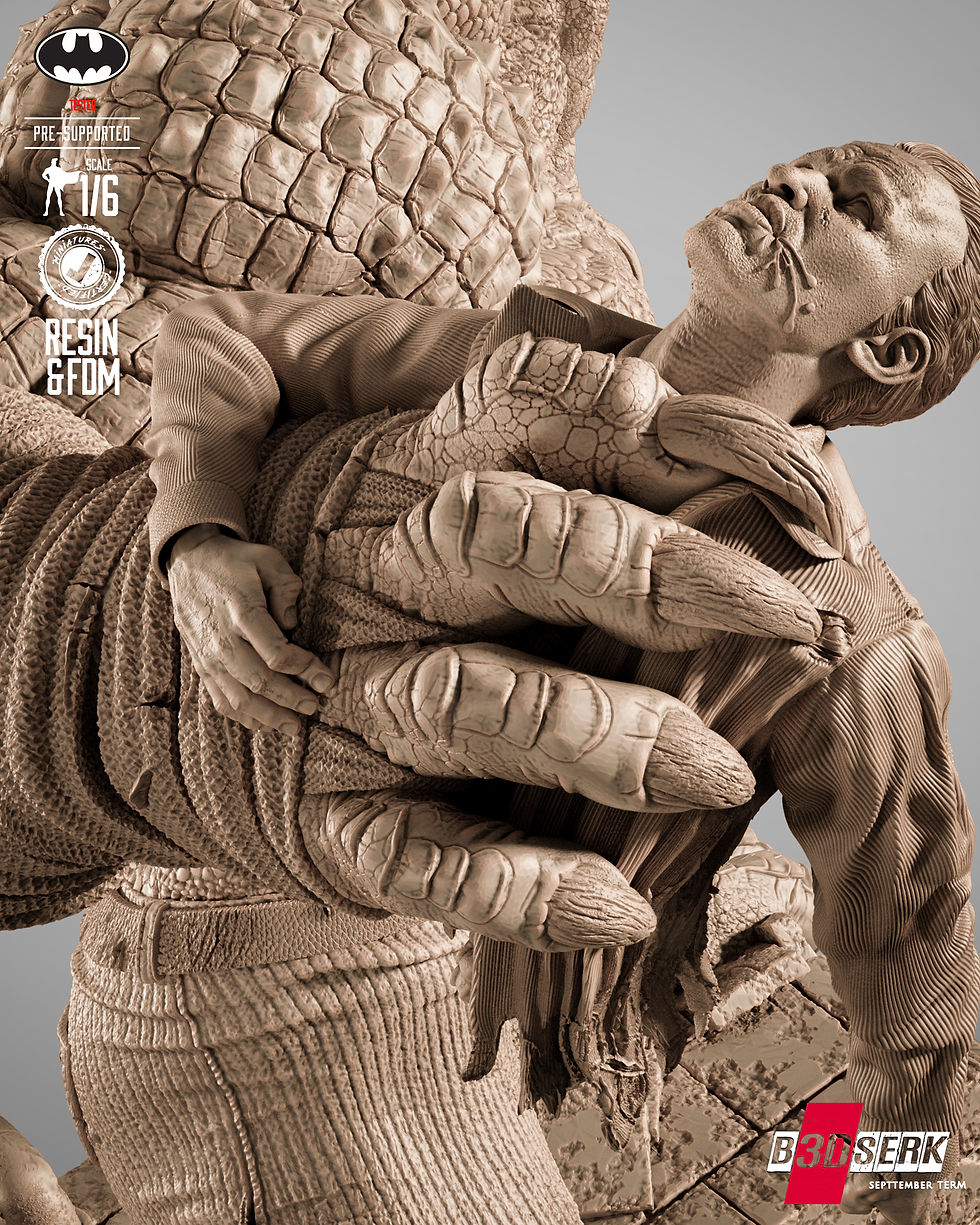 Miniaturbild: Killer Croc, DC, 1/4-1/24, Figur, Unbemalt, 3D-Druck, Sta