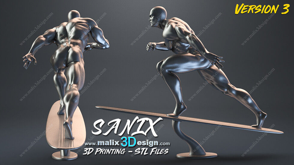 Miniaturbild: SILVER SURFER, MARVEL, 1/4-1/24, FIGUR, FAN ART, 3D-DRUCK, STATUE, SANIX3D, MFW