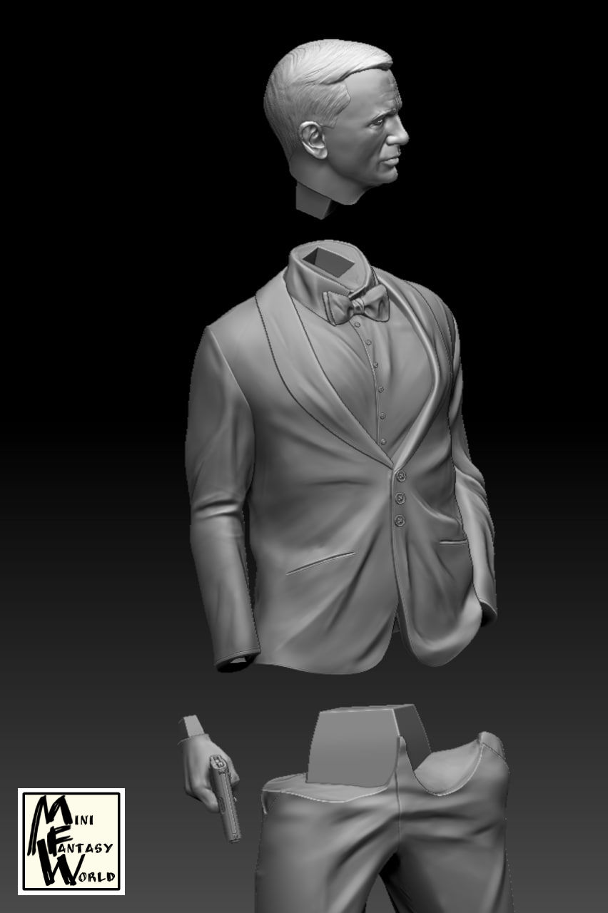 Miniaturbild: JAMES BOND ( DANIEL CRAIG ), 1/4-1/24, FIGUR, FAN ART, 3D-DRUCK, STATUE, MFW3D