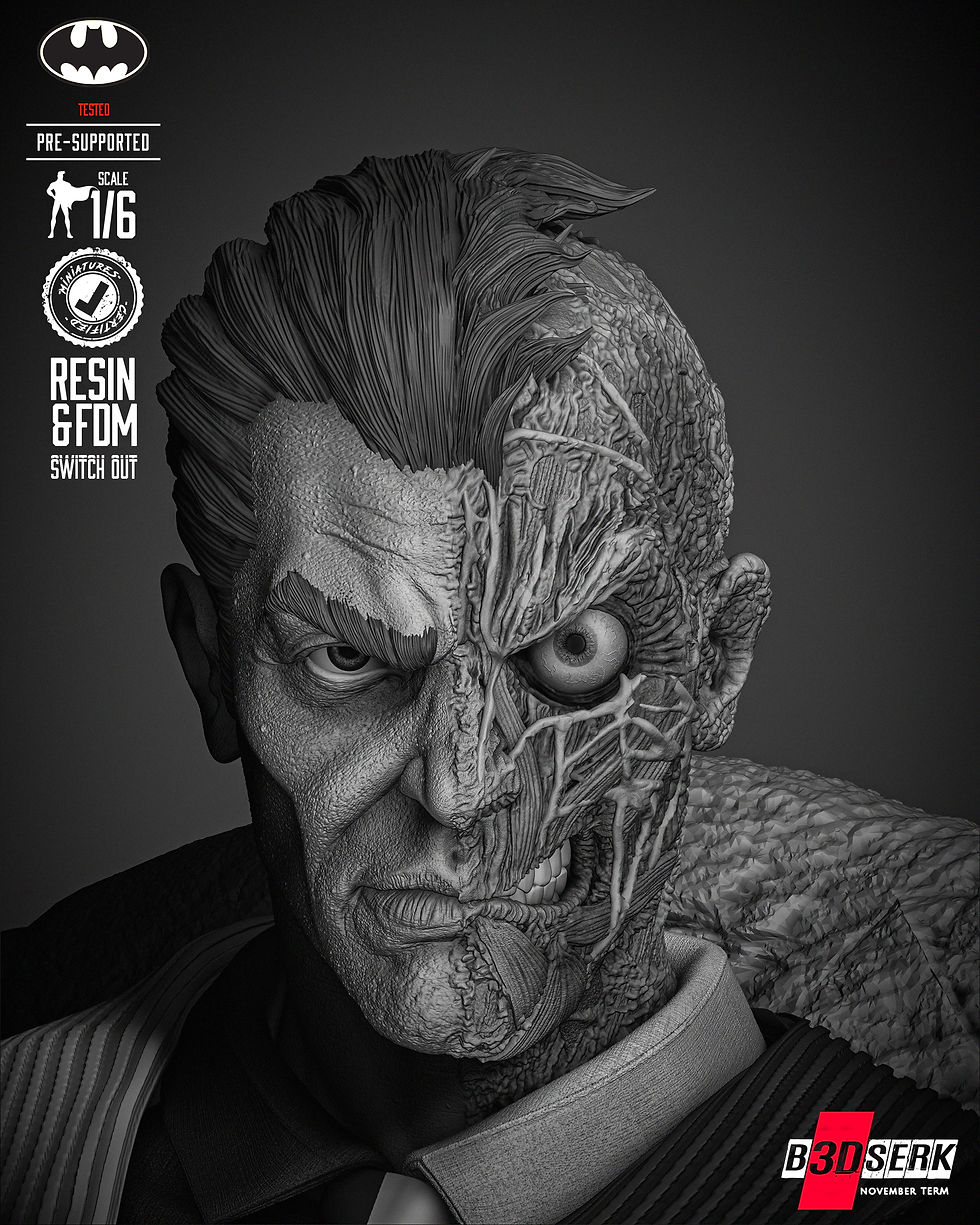 Miniaturbild: Two Face,DC, 1/4-1/24, Figur, Unbemalt, 3D-Druck, Statue, Skulp