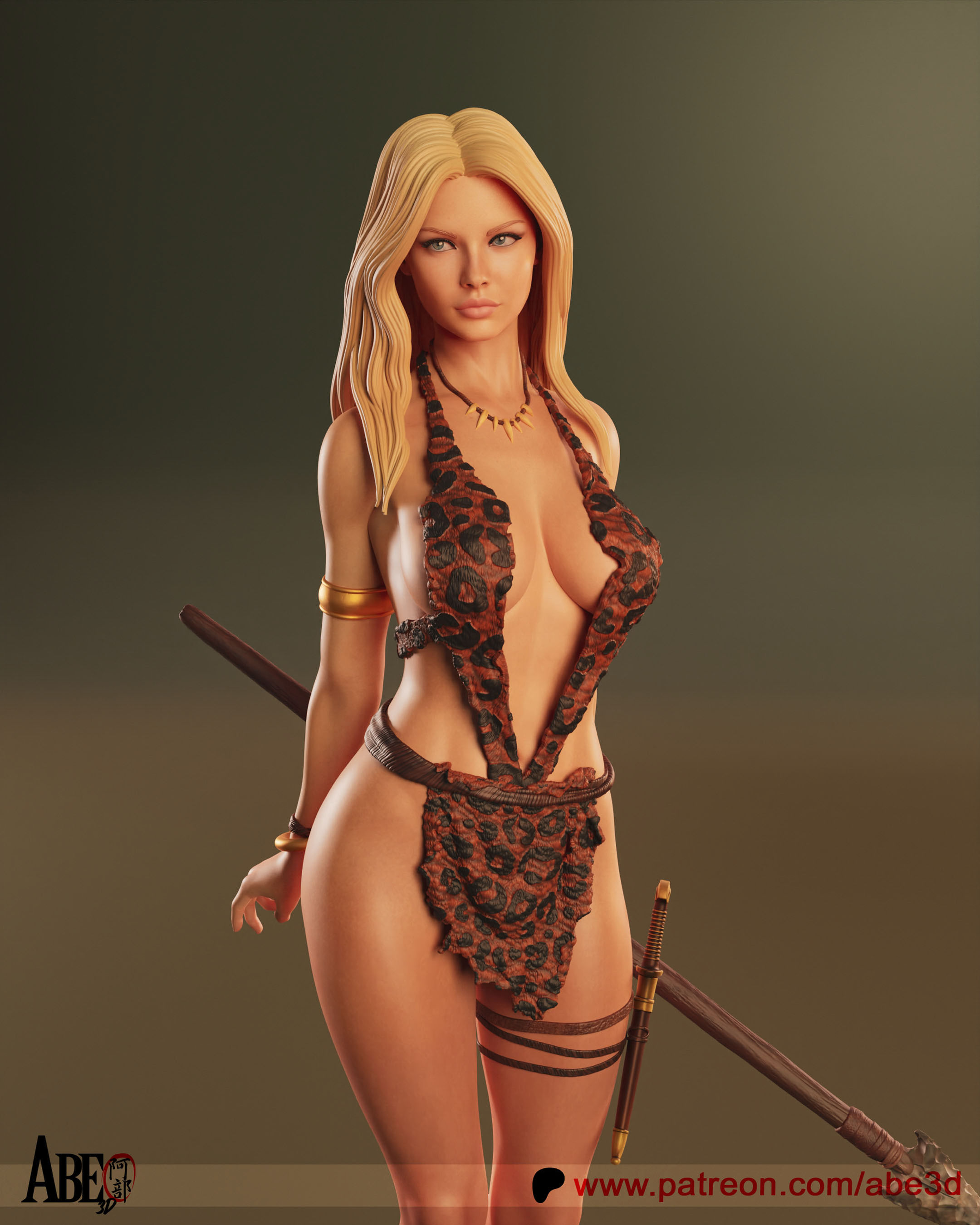 Sheena, , Queen of the Jungl, 1/4-1/24, Figur, Unbemalt, 3D-Druck, Statue, Abe3D
