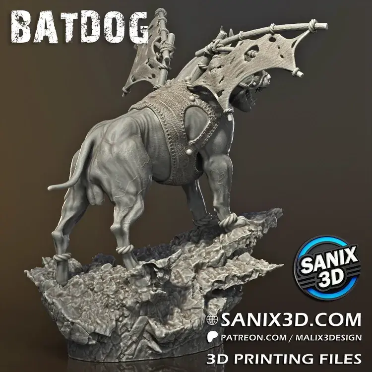 Miniaturbild: Batdog, DC Comics, 1/4-1/24, Figur, Unbemalt, 3D-Druck, Statue, Sanix3D