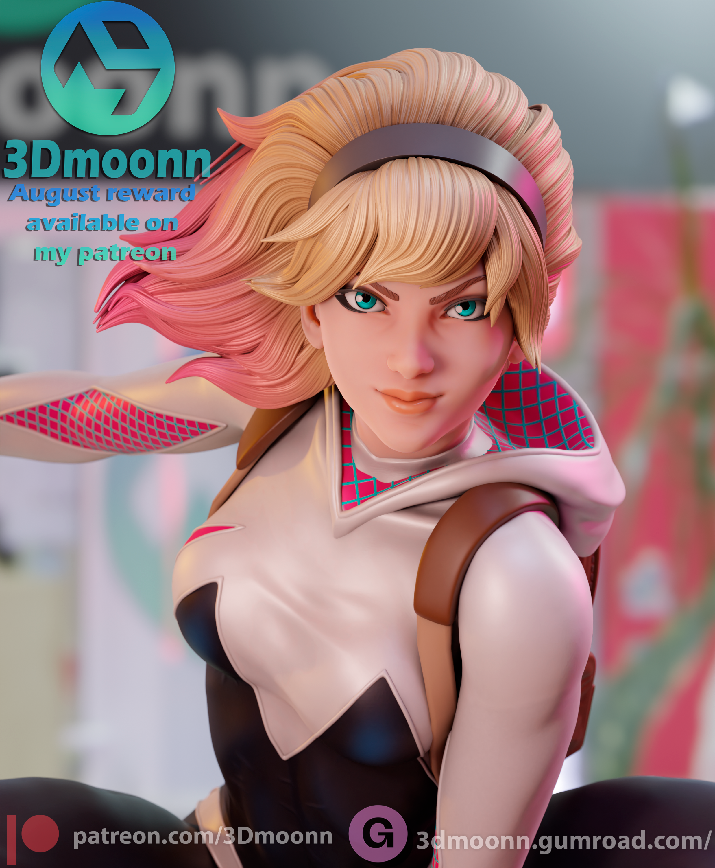 SPIDER-GWEN, MARVEL, FIGUR, FAN ART, 3D-DRUCK, STATUE, 3DMOONN, MFW