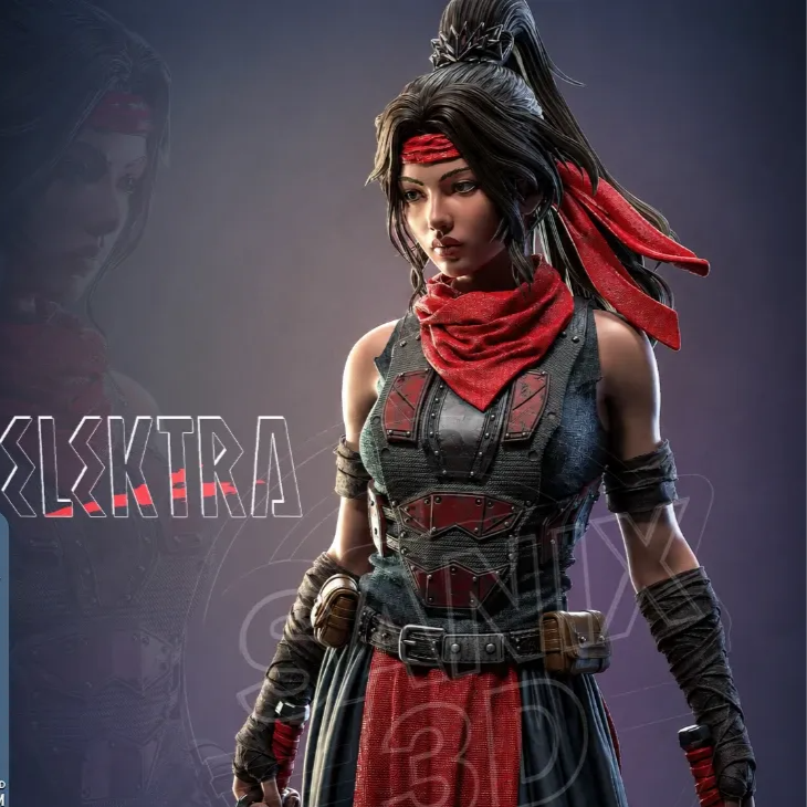 Elektra, Marvel, 1/4-1/24, Figur, Unbemalt, 3D-Druck, Statue, Sanix3D