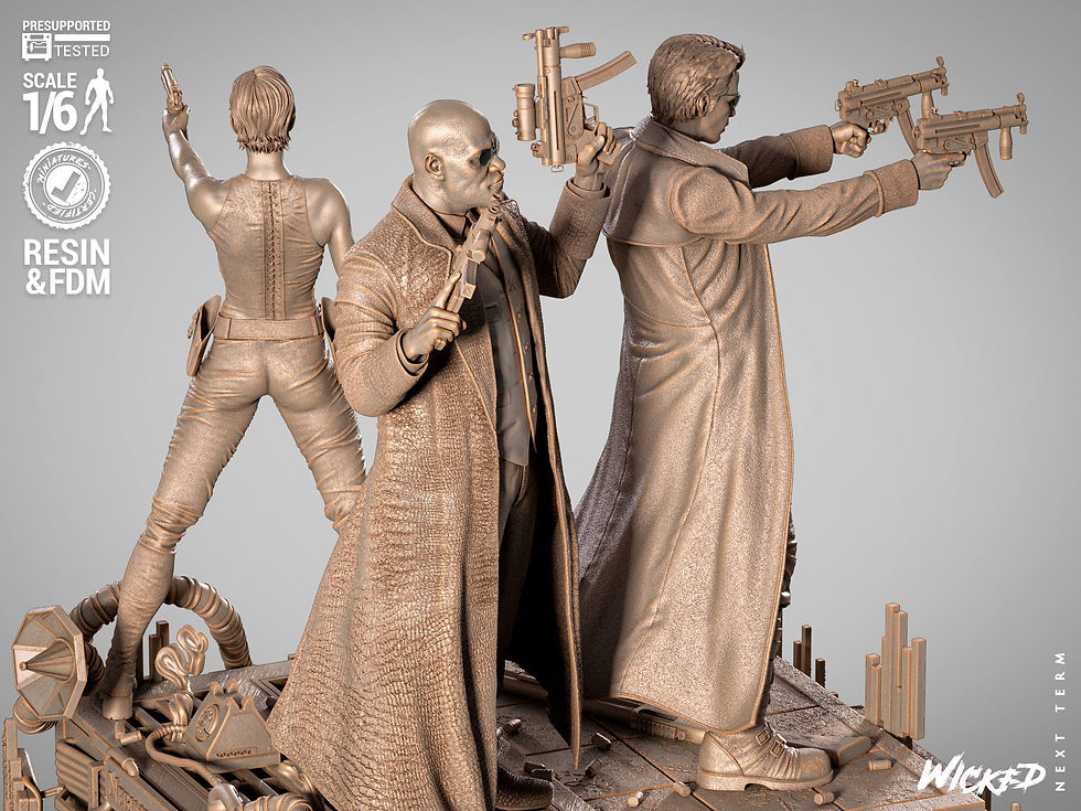 Miniaturbild: Matrix, Diorama (Neo, Trinity, Morpheus), 1/4-1/24, Figur, Unbemalt, 3D-Druck