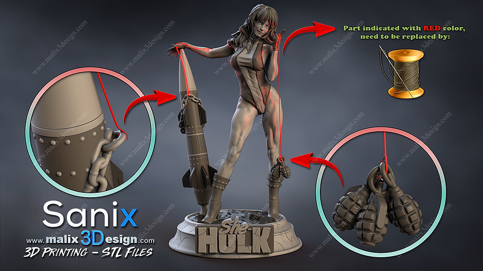 Miniaturbild: SHE HULK, MARVEL, 1/4-1/24, FIGUR, FAN ART, 3D-DRUCK, STATUE, SANIX3D, MFW