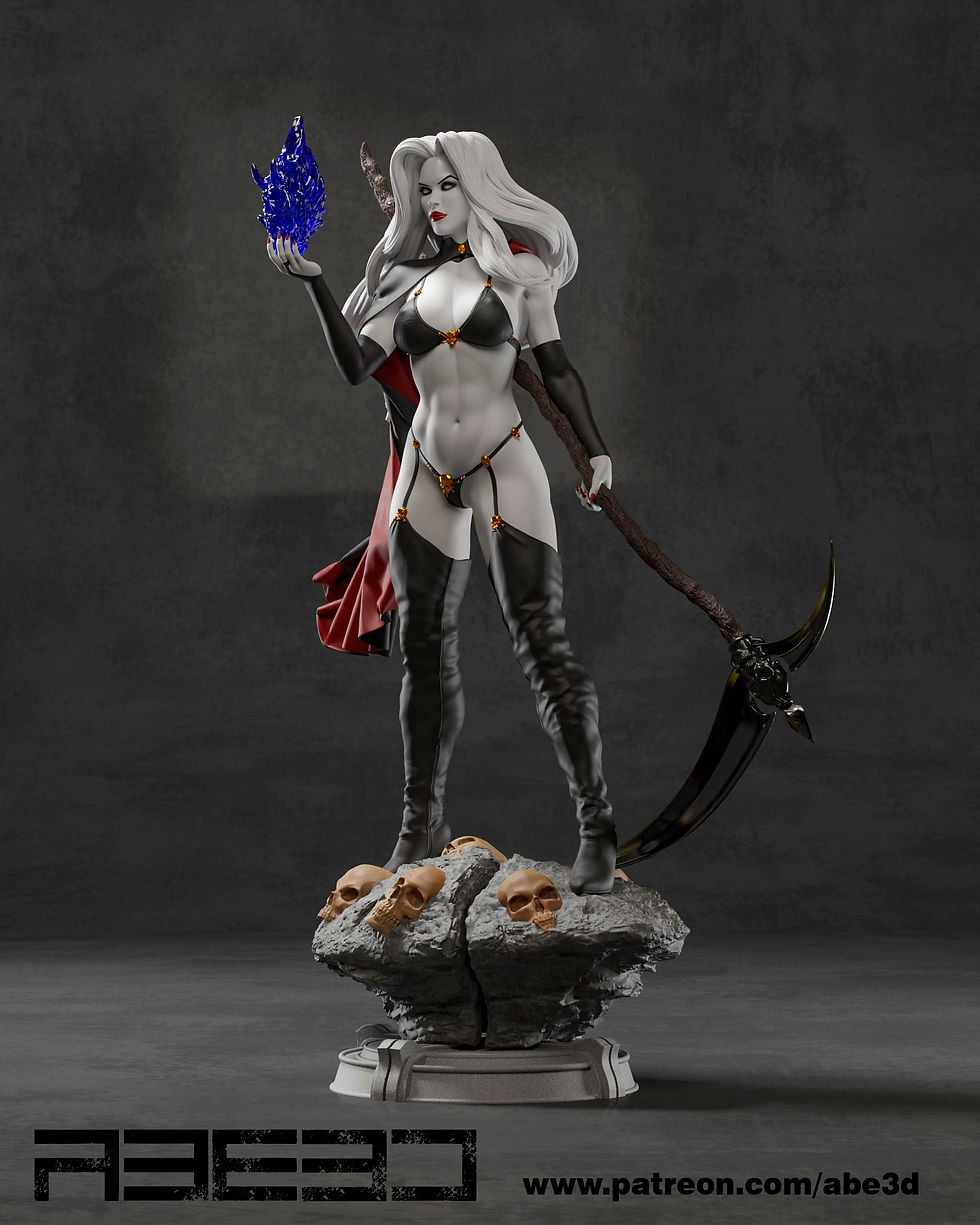 Miniaturbild: LADY DEATH, MARVEL, 1/4-1/24, FIGUR, UNBEMALT, 3D-DRUCK, STATUE, ABE3D, MFW